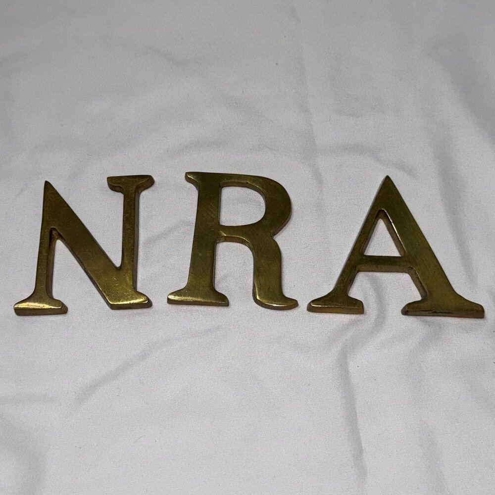 Brass Letters 3 Lot of 3 N-R-A Uppercase Paperweights Heavy # 4041